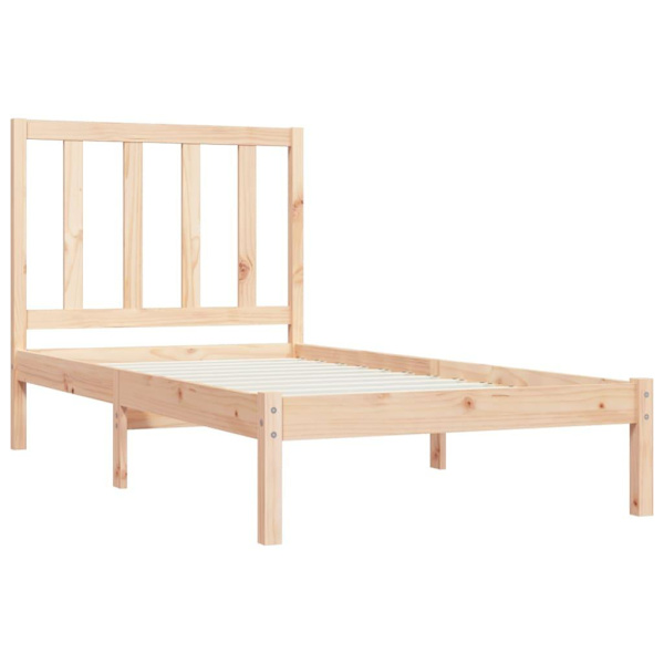 vidaXL Sängram massiv furu 90x190 cm Brun