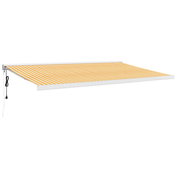 vidaXL Markis infällbar gul och vit 5x3 m tyg&aluminium Flerfärgsdesign