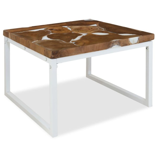 vidaXL Soffbord teak och harts 60x60x40 cm Vit
