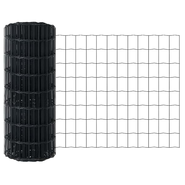 vidaXL Euro Staket med Stöd 10 x 0,8 m PVC-belagda stål Grå Mesh Grå