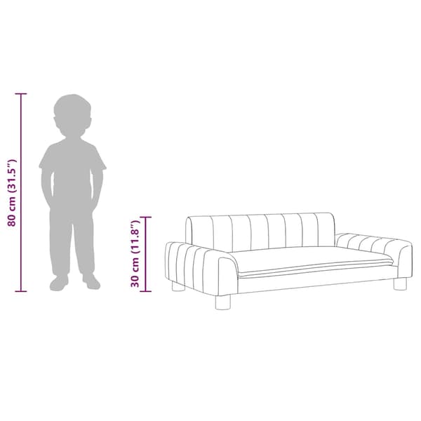 vidaXL Barnsoffa gräddvit 90x53x30 cm tyg Kräm
