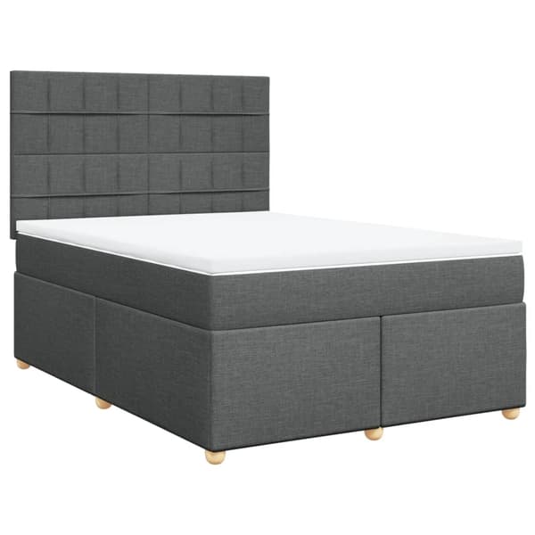vidaXL Ramsäng med madrass mörkgrå 140x200 cm tyg Grå