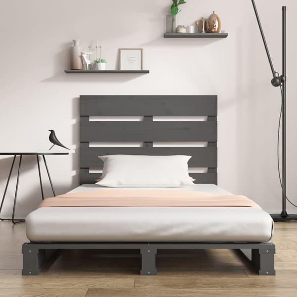 vidaXL Sängram grå 100x200 cm massiv furu Grå