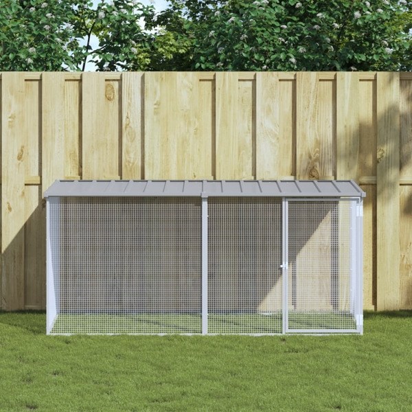 vidaXL Hönsbur med tak ljusgrå 203x98x90 cm galvaniserat stål Grå