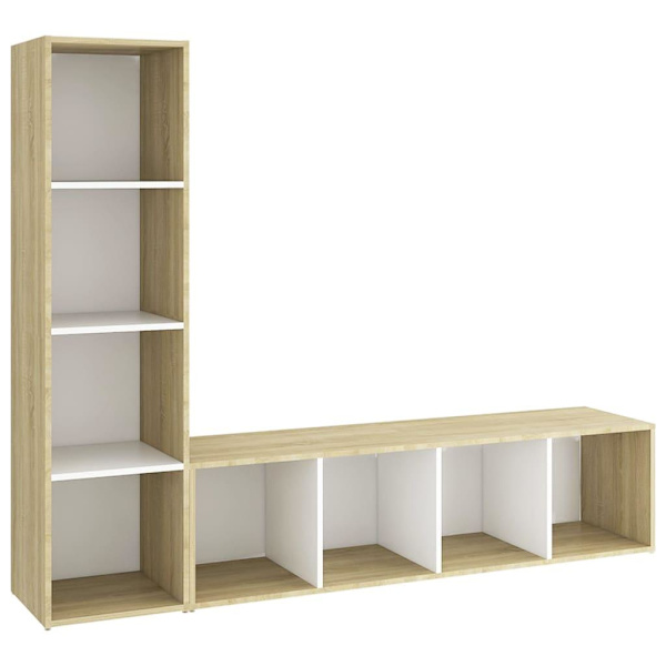 vidaXL TV-skåp 2 st vit och sonoma-ek 142,5x35x36,5 cm konstruerat trä Vit