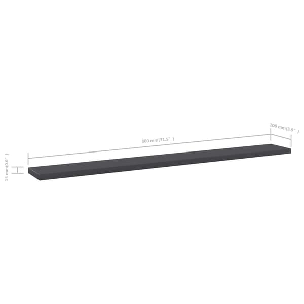 vidaXL Hyllplan 8 st grå 80x10x1,5 cm konstruerat trä grå