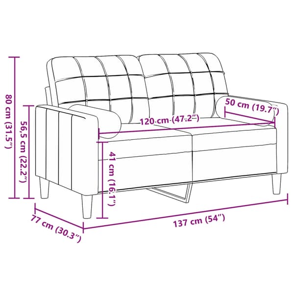 vidaXL 2-sitssoffa med prydnadskuddar gul 120 cm sammet Gul