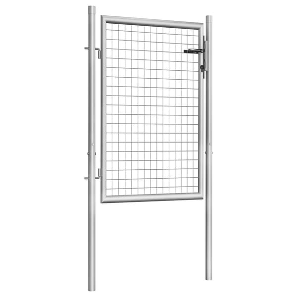 vidaXL Trädgårdsgrind galvaniserat stål 100x100 cm silver Silver