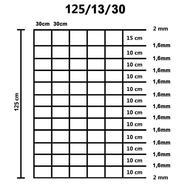 vidaXL Fårstängsel galvaniserat stål 50x1,25 m silver Silver