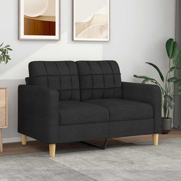 vidaXL 2-sitssoffa ljusgrå Svart 120 cm tyg Svart