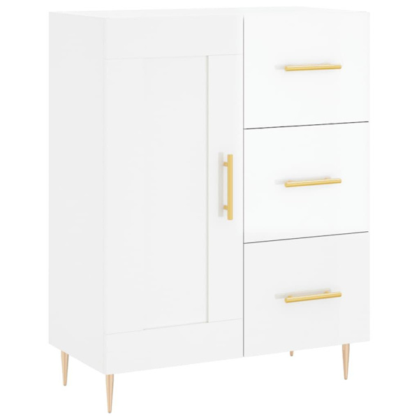 vidaXL Högskåp högglans vit 69,5x34x180 cm konstruerat trä Vit