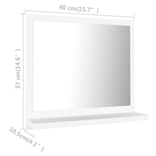 vidaXL Badrumsspegel vit 40x10,5x37 cm konstruerat trä Vit
