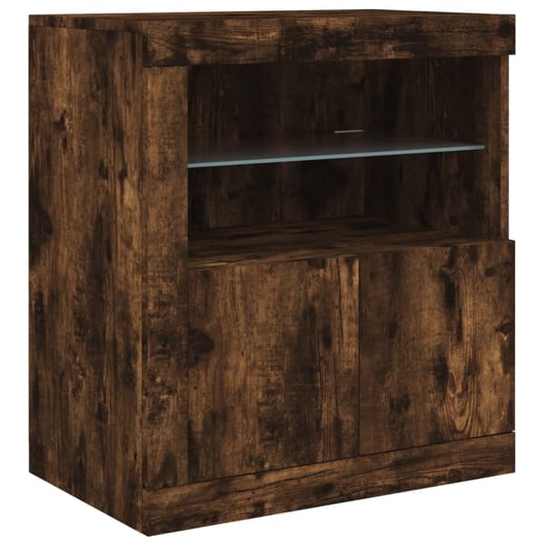 vidaXL Skänk med LED-belysning rökfärgad ek 283x37x67 cm Brun
