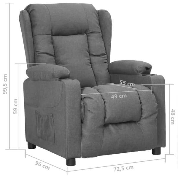 vidaXL Reclinerfåtölj ljusgrå tyg grå