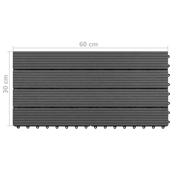 vidaXL Markplattor 6 st WPC 60x30 cm 1,08 m² svart Svart