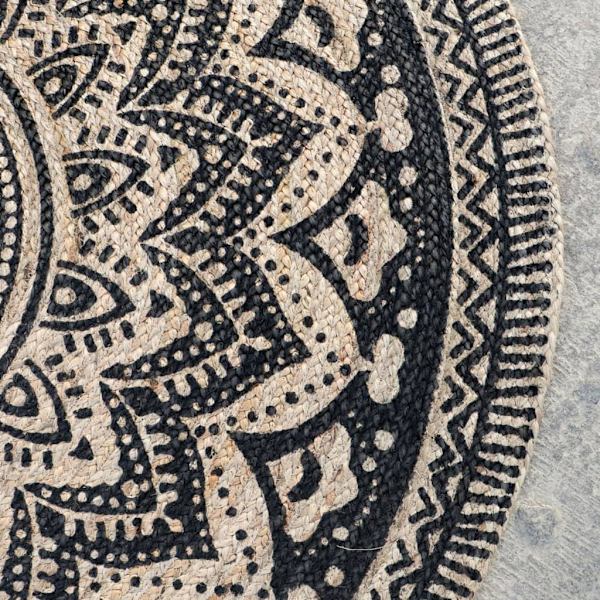 Dutch Lifestyle Matta Jaipur Classic 200 cm rund beige och svart Beige