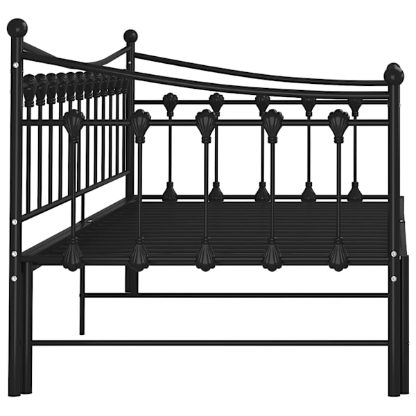 vidaXL Utdragbar sängram bäddsoffa svart metall 90x200 cm Svart