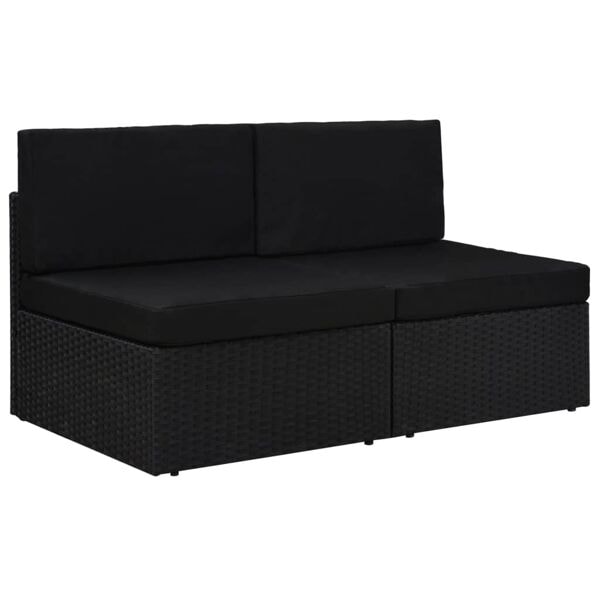 vidaXL Modulsoffa 2-sits konstrotting svart Svart