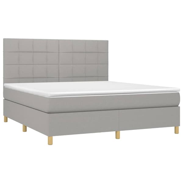 vidaXL Ramsäng med madrass & LED ljusgrå 180x200 cm tyg Grå