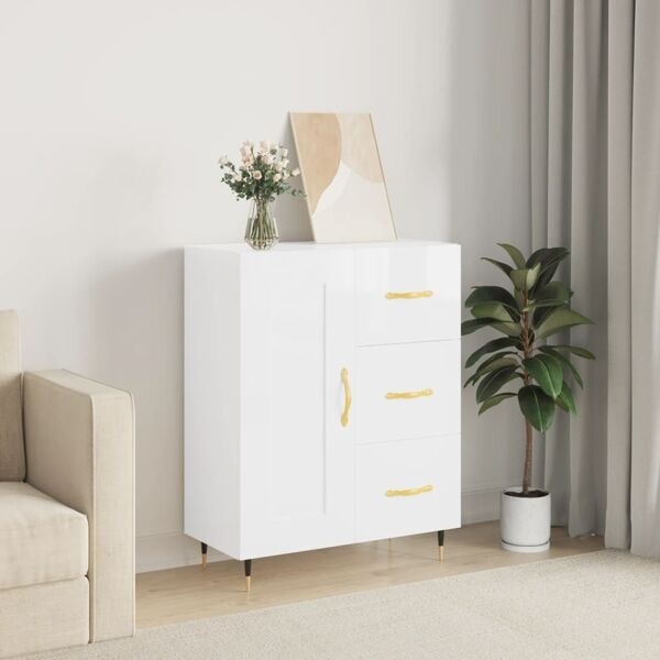 vidaXL Skänk vit högglans 69,5x34x90 cm konstruerat trä Vit