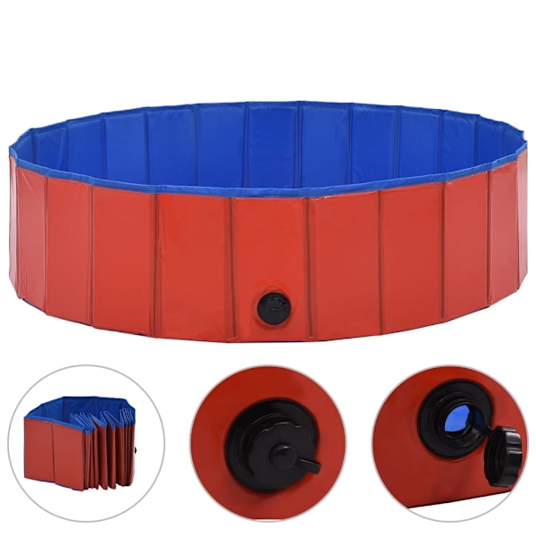 vidaXL Hopfällbar hundpool röd 120x30 cm PVC Röd