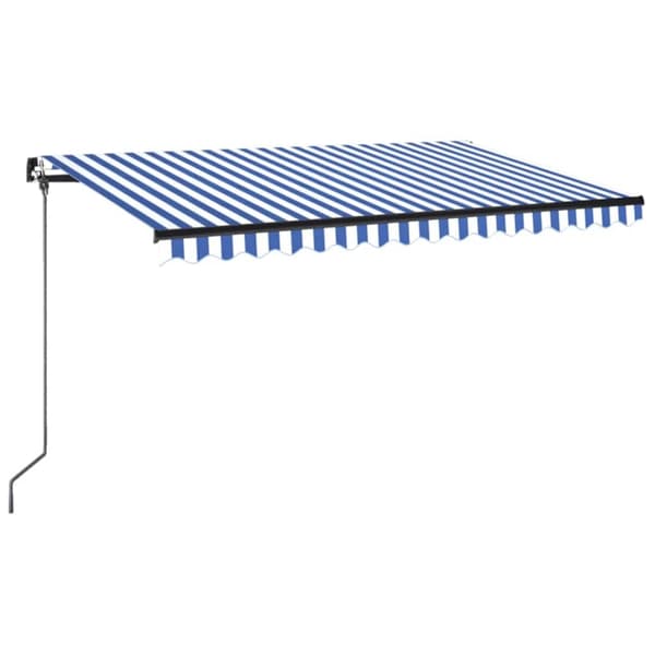vidaXL Markis manuellt infällbar 450x350 cm blå och vit Blå