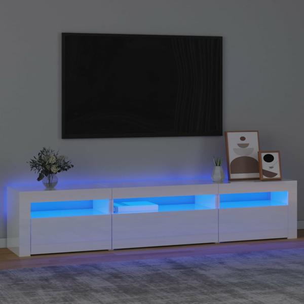vidaXL Tv-bänk med LED-belysning vit högglans Vit 57db | Vit | 40700 |  Fyndiq