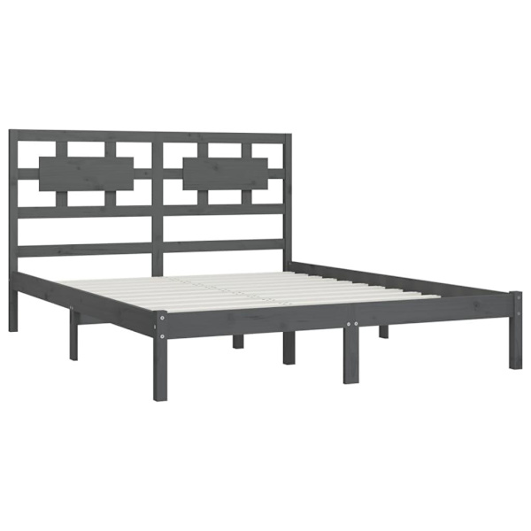 vidaXL Sängram grå massiv furu 200x200 cm Grå