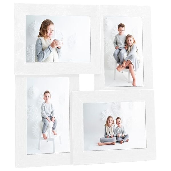 vidaXL Fotoram för 4x(13x18 cm) bilder vit MDF Vit
