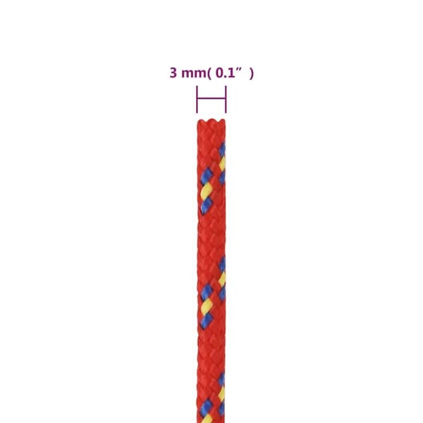 vidaXL Båtlina röd 3 mm 25 m polypropen