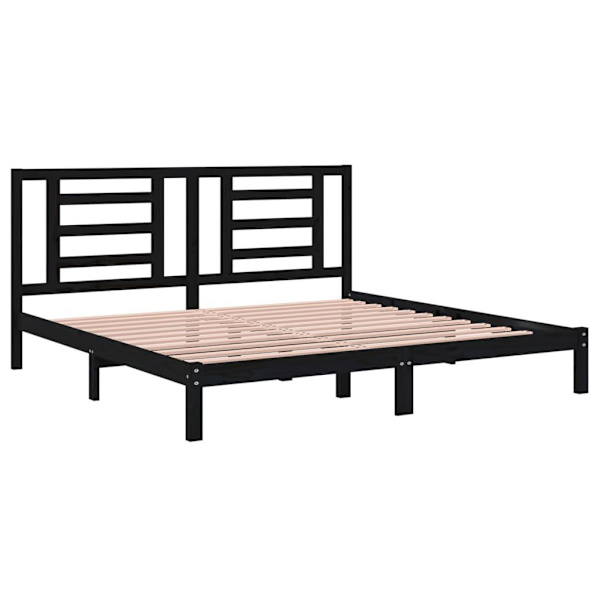 vidaXL Sängram svart massiv furu 200x200 cm Svart