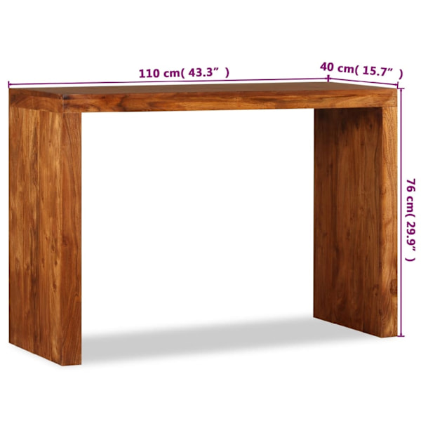 vidaXL Konsolbord massivt trä med honungsfinish 110x40x76 cm Brun