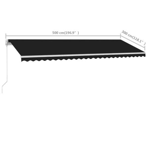 vidaXL Markis manuellt infällbar fristående 500x300 cm antracit Antracit