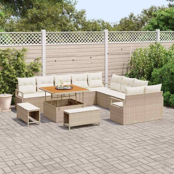 vidaXL Trädgårdsoffset 13 st 12-Antal sittplatser Beige