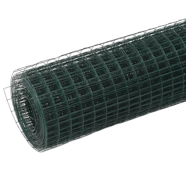 vidaXL Hönsnät stål med PVC-beläggning 10x0,5 m grön Grön