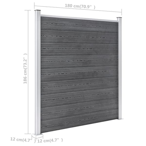 vidaXL Staketpanel WPC 1737x186 cm grå grå