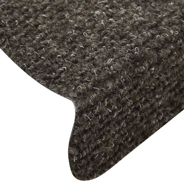 vidaXL Trappstegsmattor självhäftande 15 st antracit 65x21x4 cm brodyr Brun