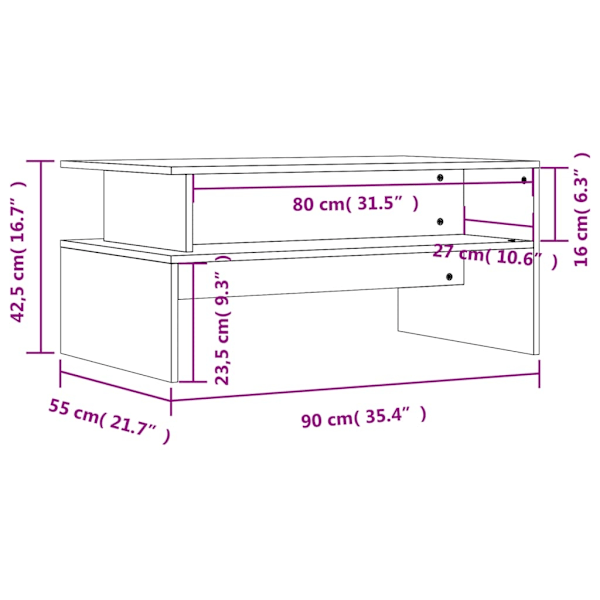 vidaXL Soffbord vit 90x55x42,5 cm konstruerat trä Vit