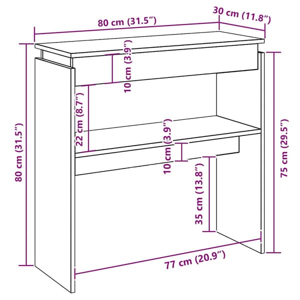 vidaXL Konsolbord vit 80x30x80 cm konstruerat trä Vit