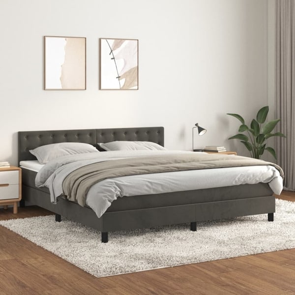 vidaXL Ramsäng med madrass mörkgrå 180x200 cm sammet Grå