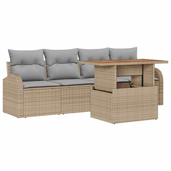 vidaXL Trädgårdsoffset 5 st beige och ljusgrå Beige