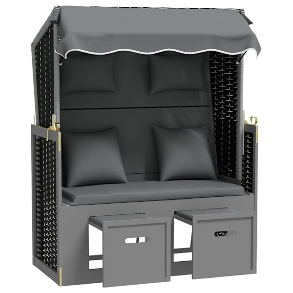 vidaXL Strandkorg med dyna konstrotting och massivt trä antracit Antracit