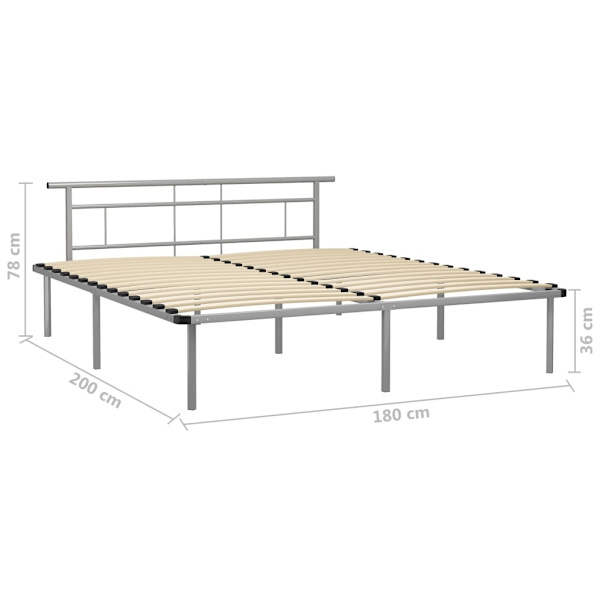 vidaXL Sängram grå metall 180x200 cm grå