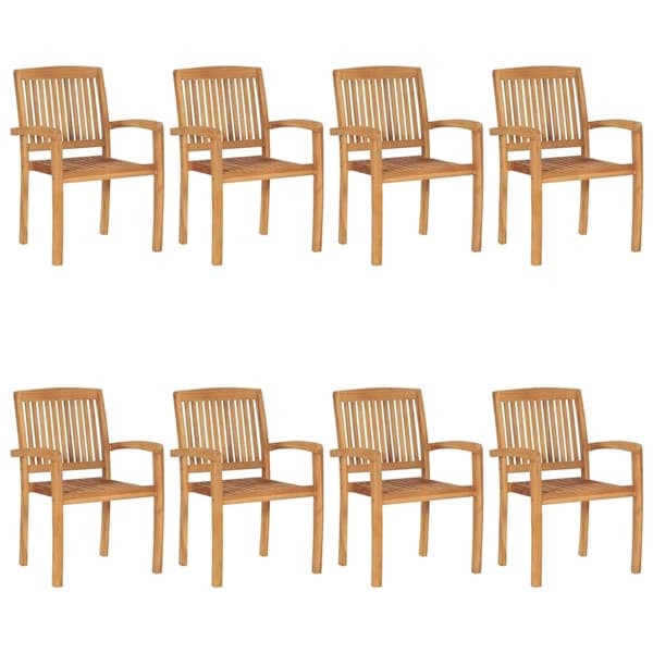 vidaXL Stapelbara trädgårdsstolar 8 st massiv teak Brun
