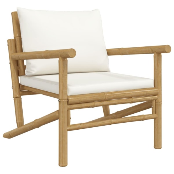 vidaXL Trädgårdsstol 2 st med gräddvita dynor bambu Kräm