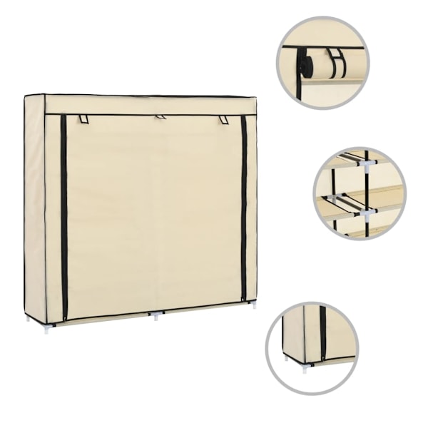 vidaXL Skoförvaring med överdrag gräddvit 115x28x110 cm tyg Creme