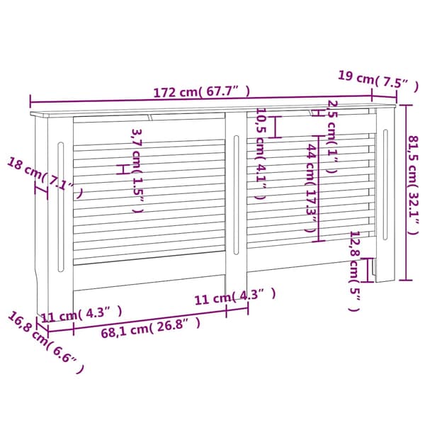 vidaXL Elementskydd svart 172x19x81,5 cm MDF Svart