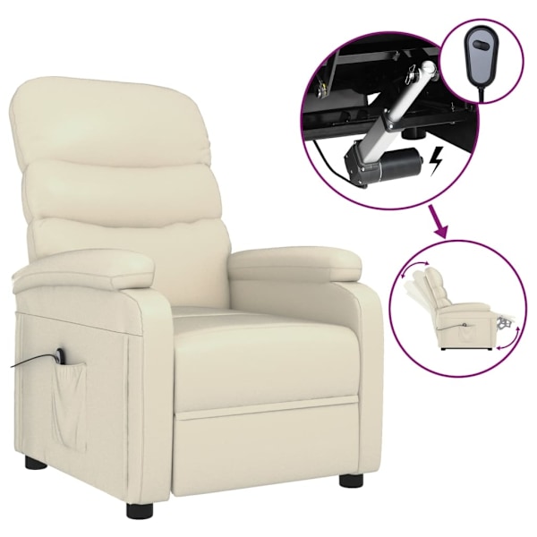 vidaXL Elektrisk reclinerfåtölj gräddvit konstläder Creme
