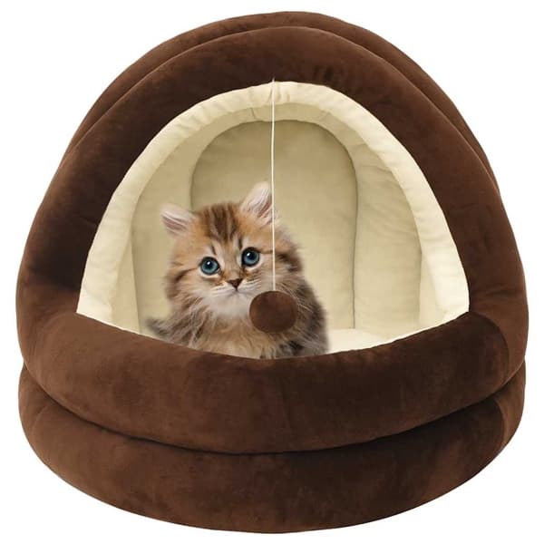 vidaXL Kattbädd 40x40x35 cm brun och gräddvit Brun