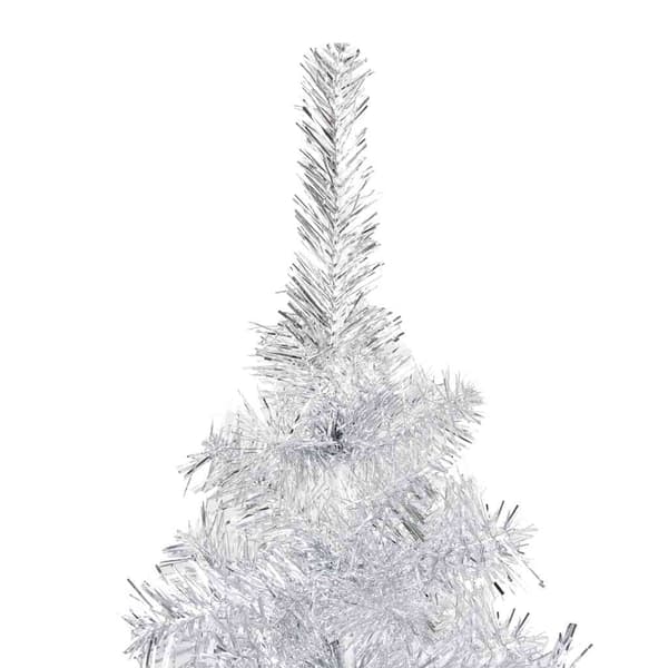 vidaXL Belyst plastgran med kulor silver 150 cm PET Silver